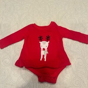 Red Baby Onesie with Reindeer Design